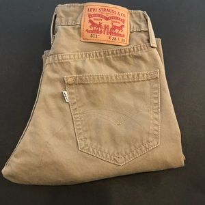 Men’s Levi 511 Khaki Jeans 28”w x 28.5”L